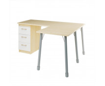 [Prima - Písací stôl s kovovými nohami - breza / biela]