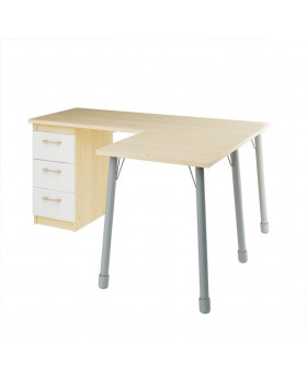 Prima - Písací stôl s kovovými nohami - breza / biela