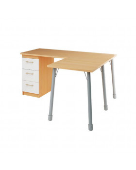 Prima - Písací stôl s kovovými nohami - buk / biela